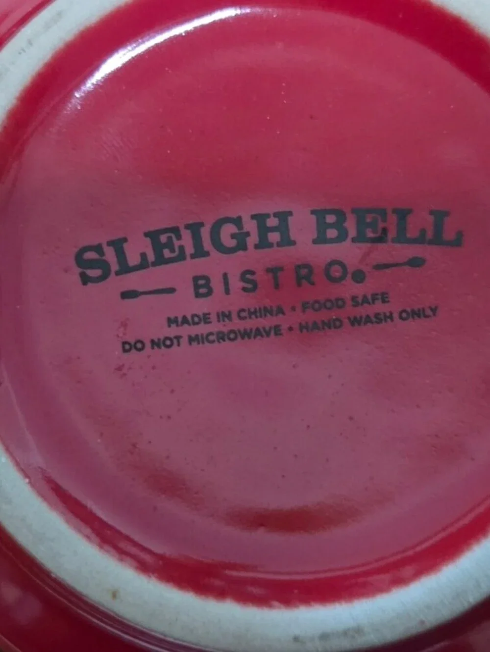 Sleigh Bell Bistro Set of 4 Red Ceramic Measuring Cups with White Interior